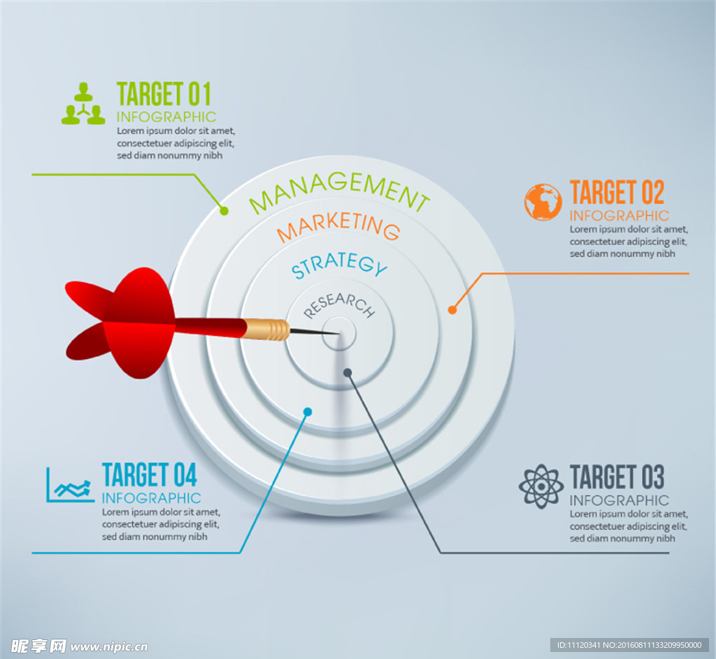 飞镖盘和飞镖商务信息图矢量素材