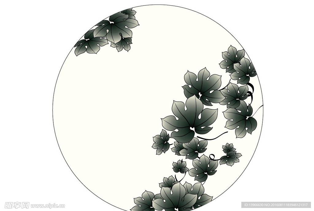 水墨画植物