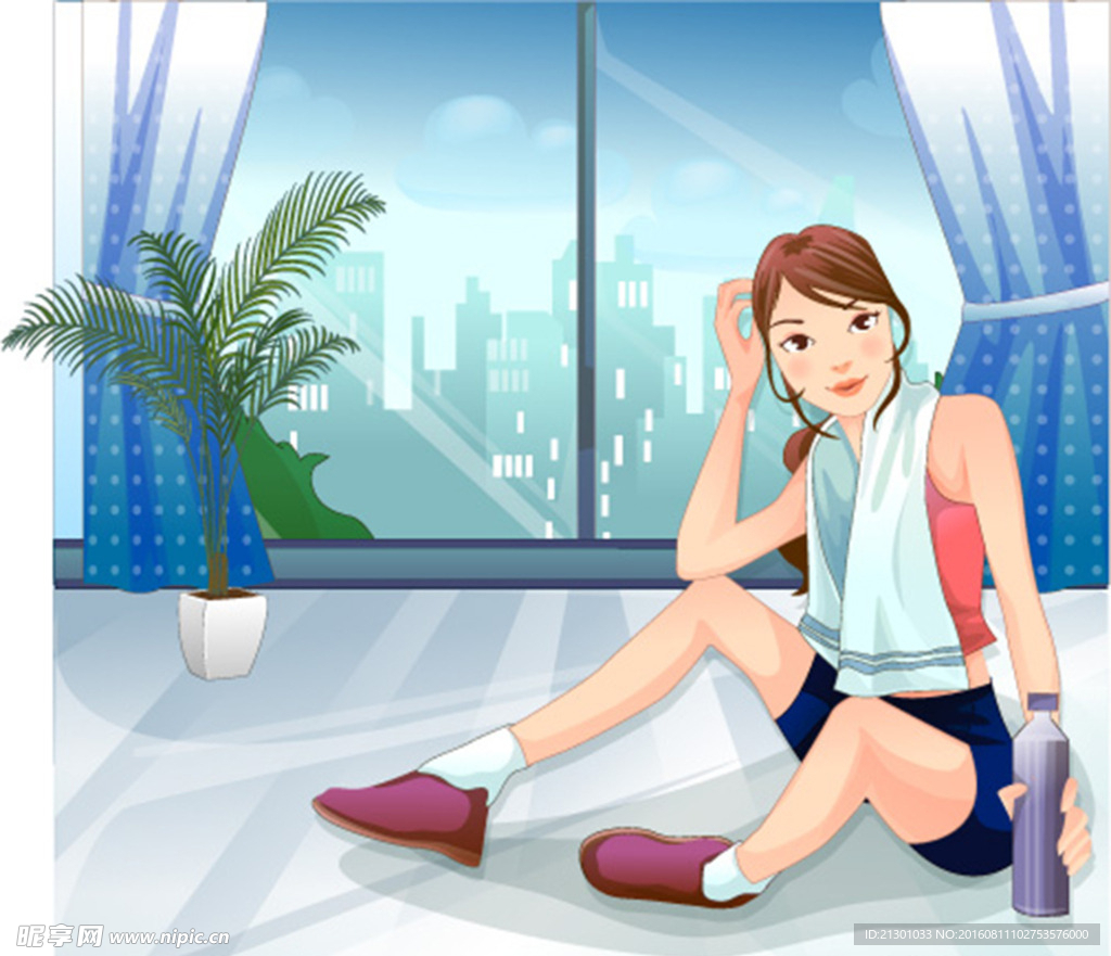 手握饮料的女孩子