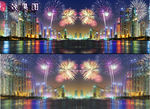 梦幻烟花建筑夜景视频