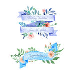 水彩绘植物婚礼丝带