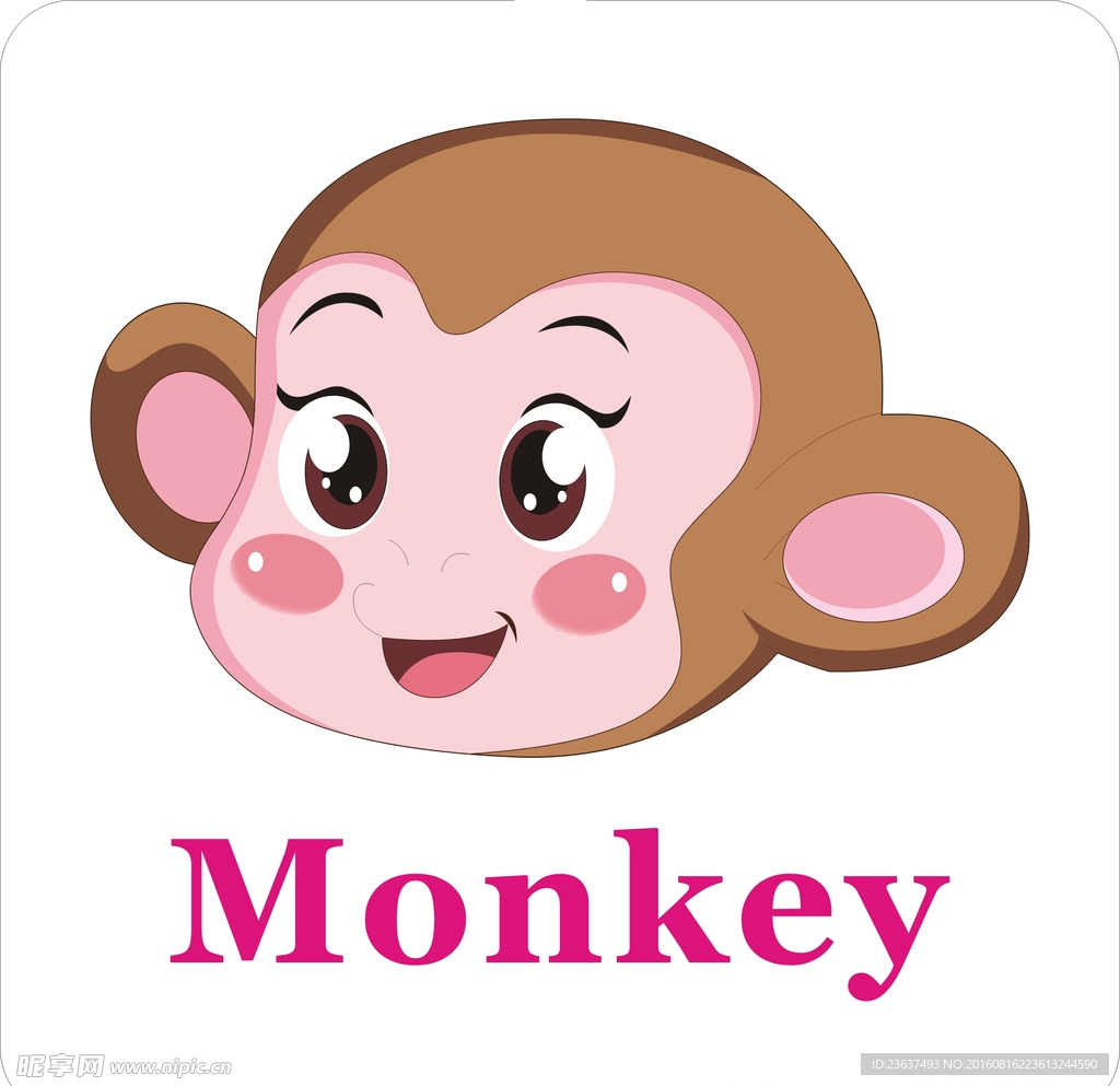 卡通动物头像 猴子加英文名称