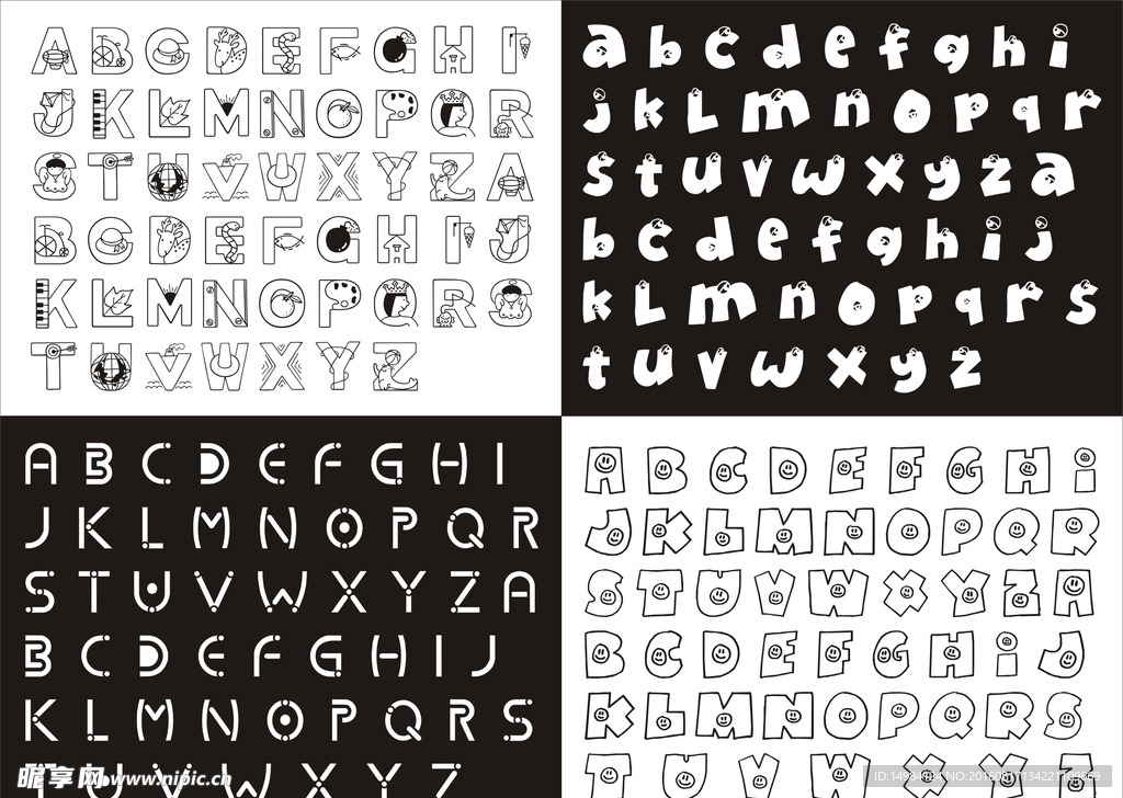 创意字母 可爱字母 卡通字母