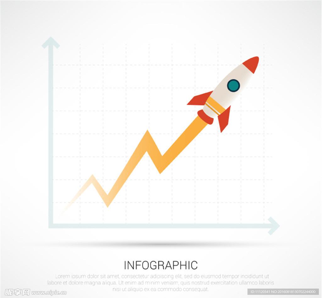 创意火箭业务增长图矢量素材