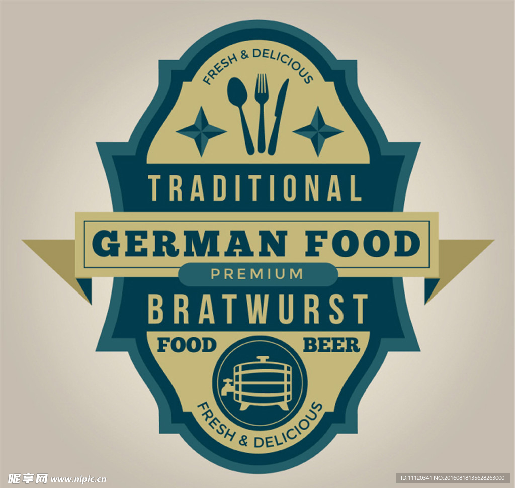 复古德国食品标签矢量素材