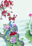 高清工笔 梅花牡丹喜鹊莲花
