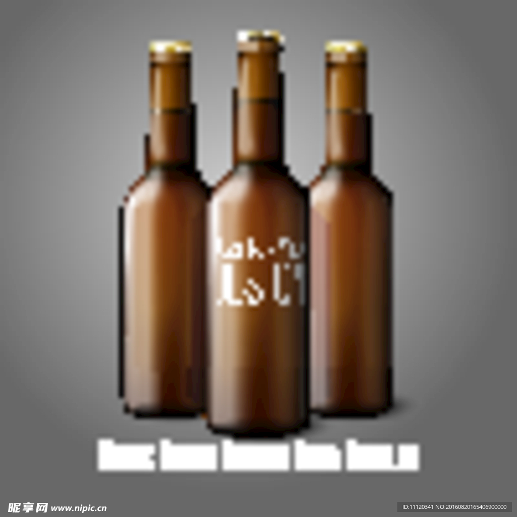 3个棕色空白啤酒瓶设计矢量素材