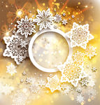 白色纸雪花金色卡片矢量素材