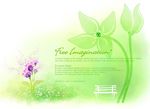浪漫唯美绿叶花朵背景底纹