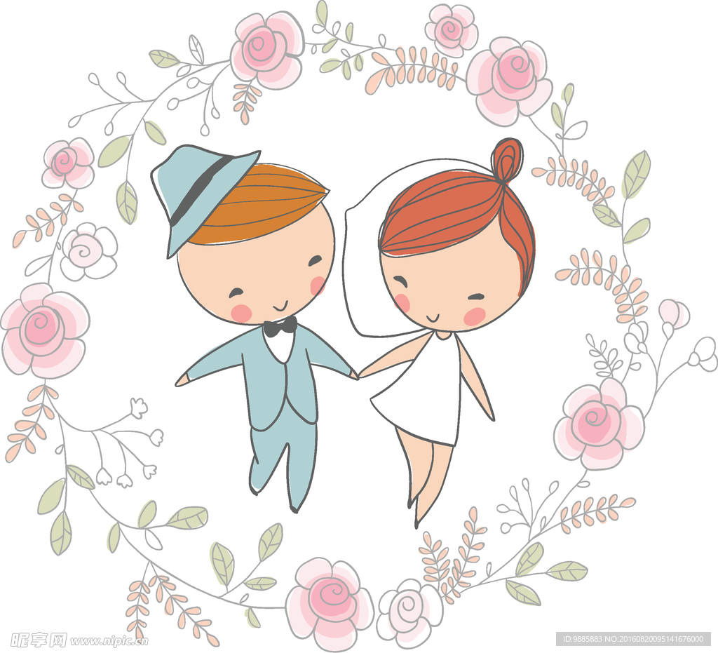 卡通婚礼人物