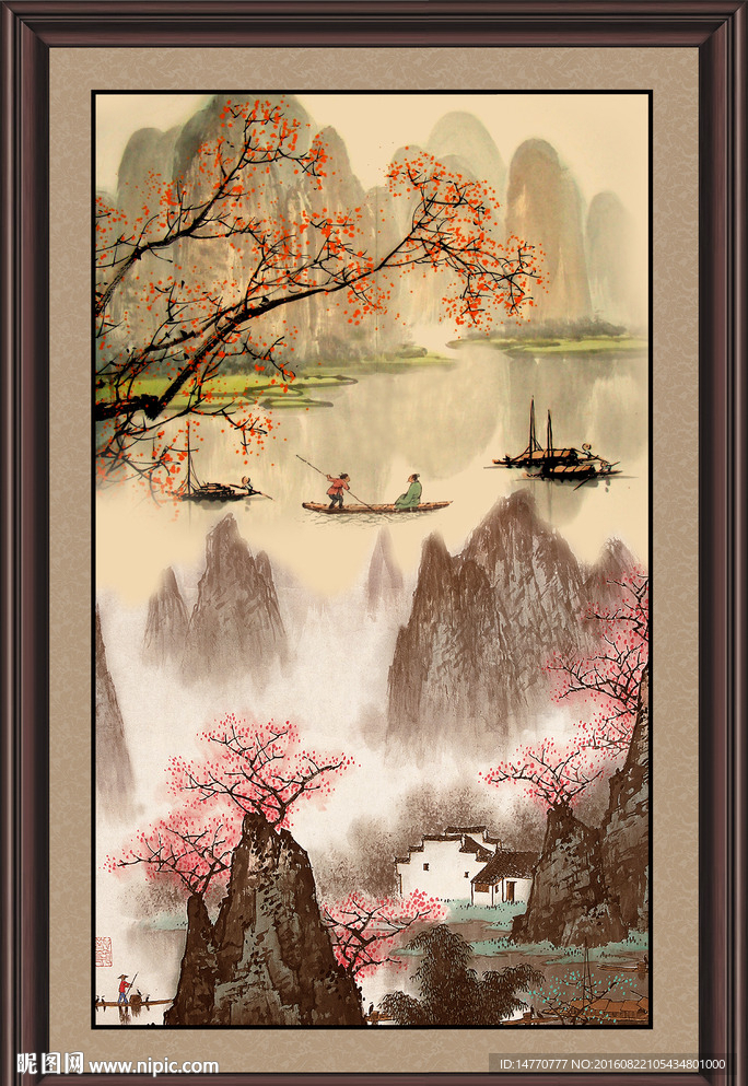 竖幅山水画