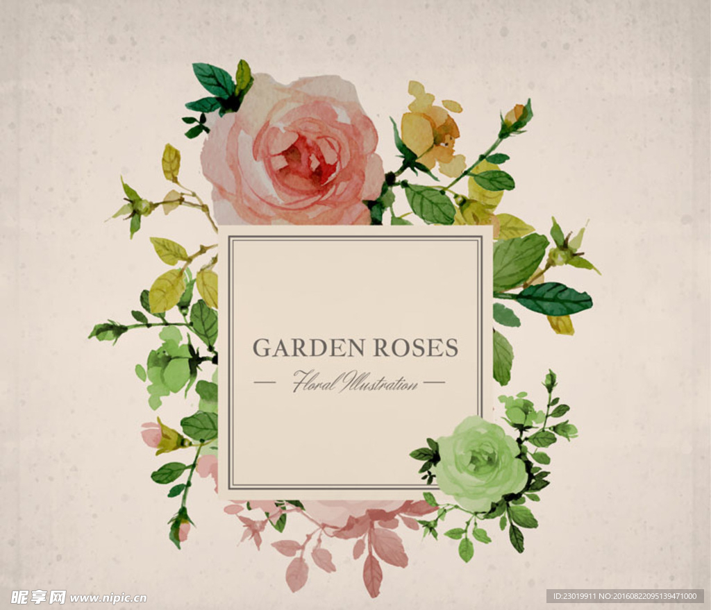 复古花园玫瑰花标签
