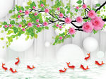 鲜花藤蔓立体背景墙