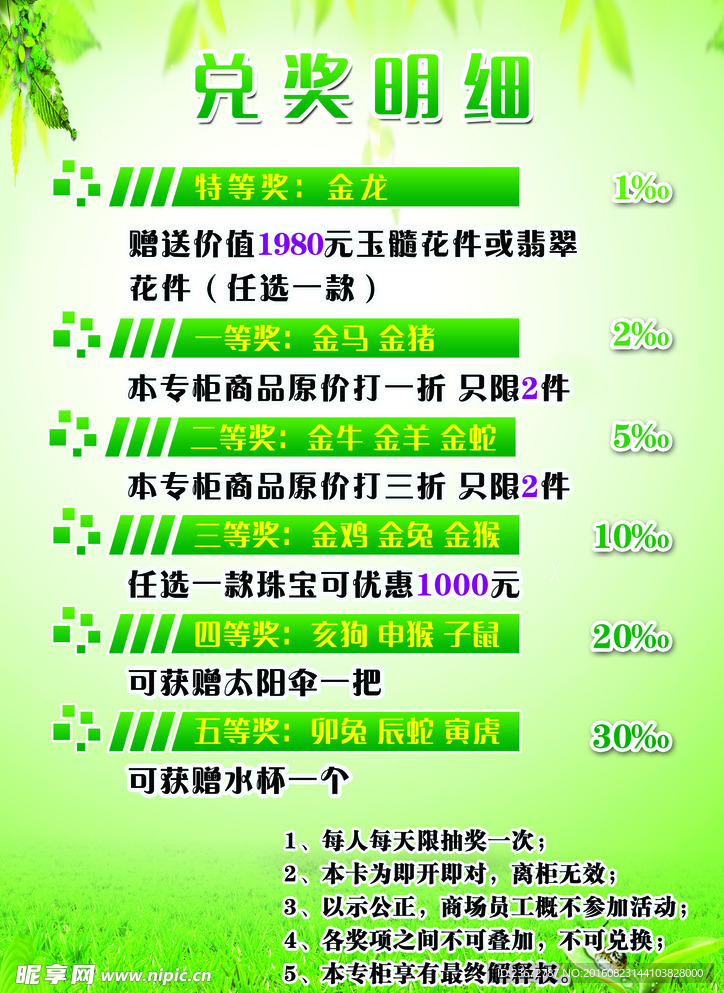 兑奖明细