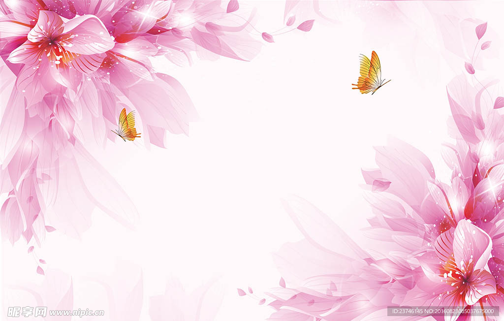 粉色梦幻花朵背景墙