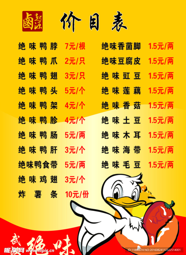 价目表