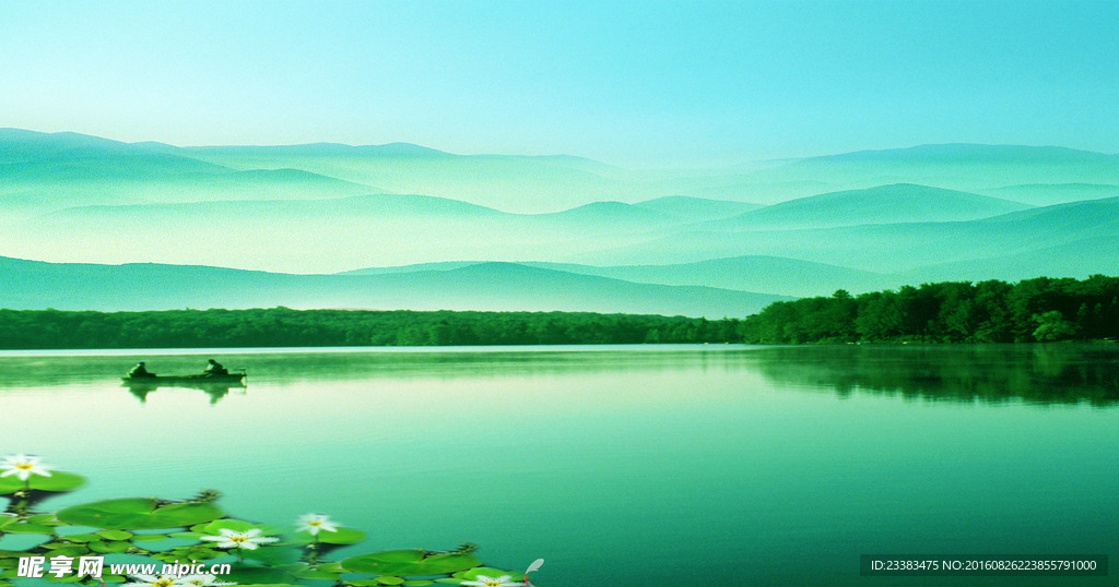 湖光山色风景模板