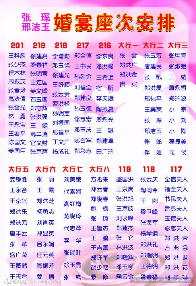 婚宴座次表