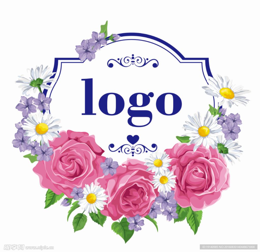 婚礼logo迎宾牌背景花纹玫瑰