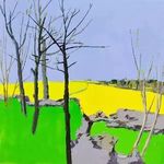 田野风景 水彩画