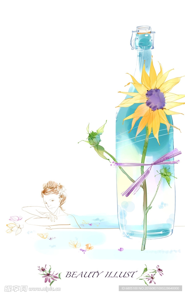 水彩梦幻花朵背景