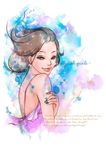 水彩梦幻美女背景