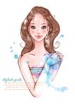 水彩梦幻美女背景