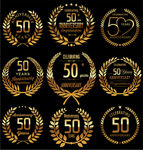 50周年麦穗标签矢量素材