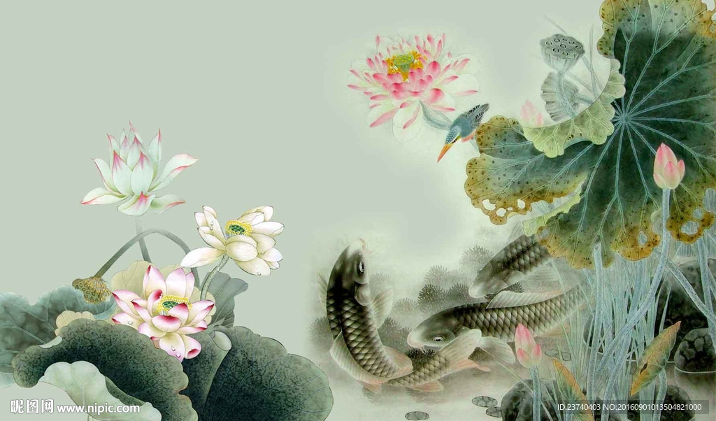 荷花背景墙