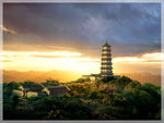 建筑效果图-宝塔 山 彩霞 天