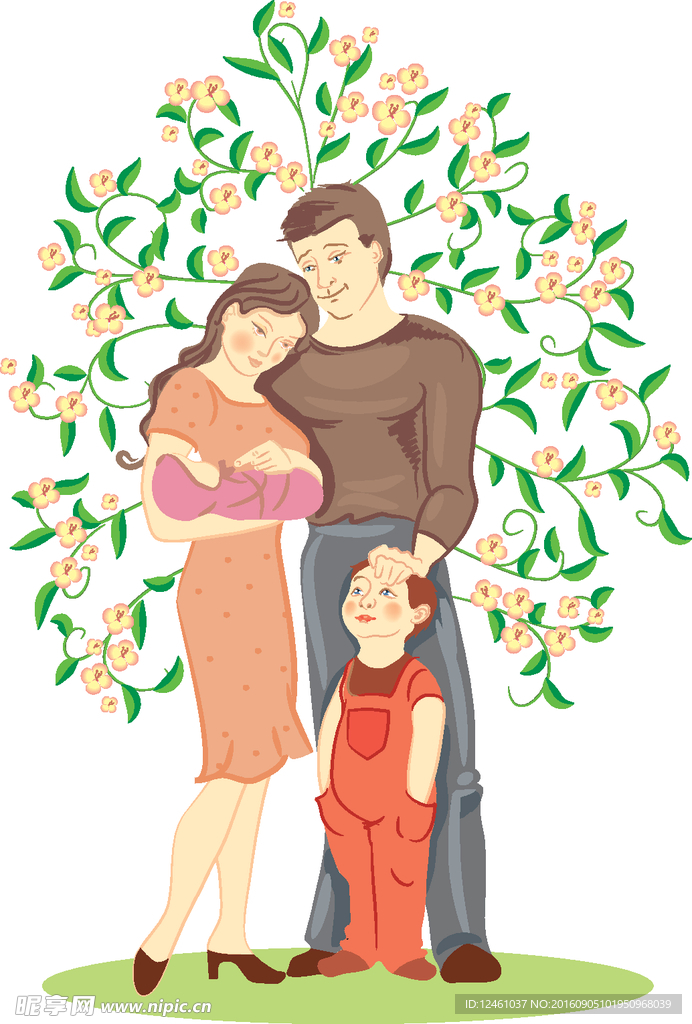 人物插画一家四口