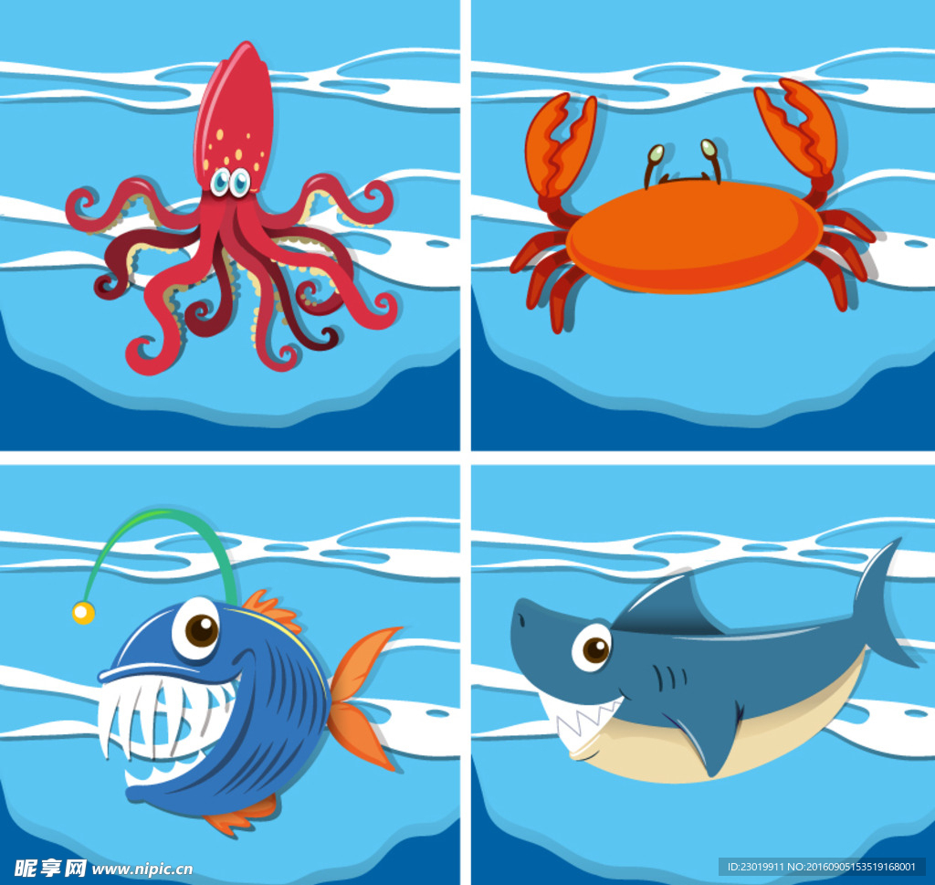 卡通海洋生物