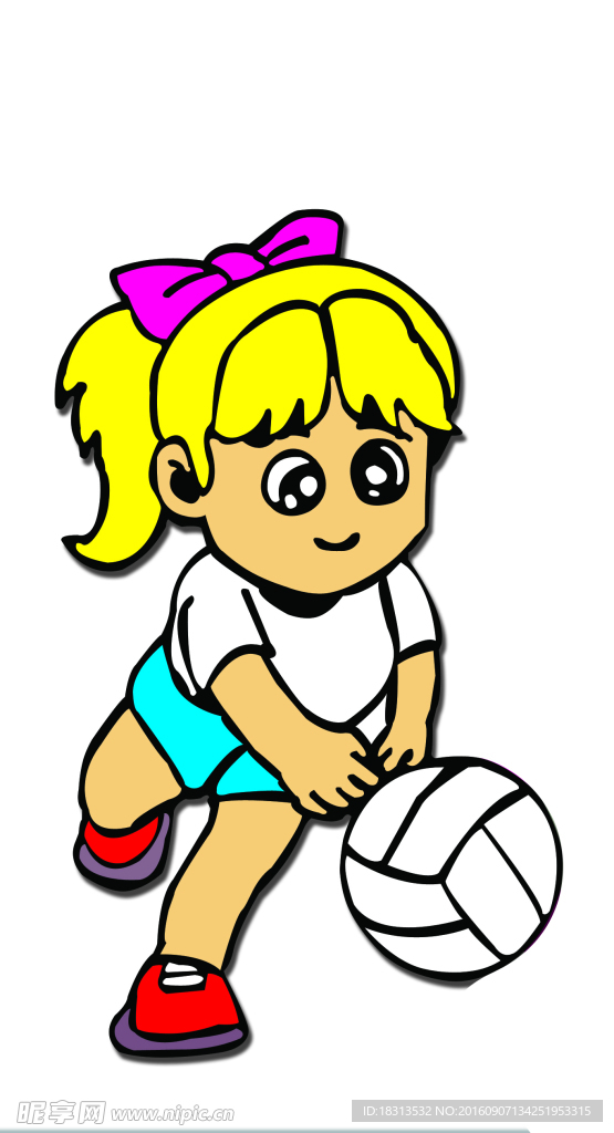 排球卡通小女孩
