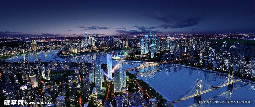 城市繁华灯光夜景