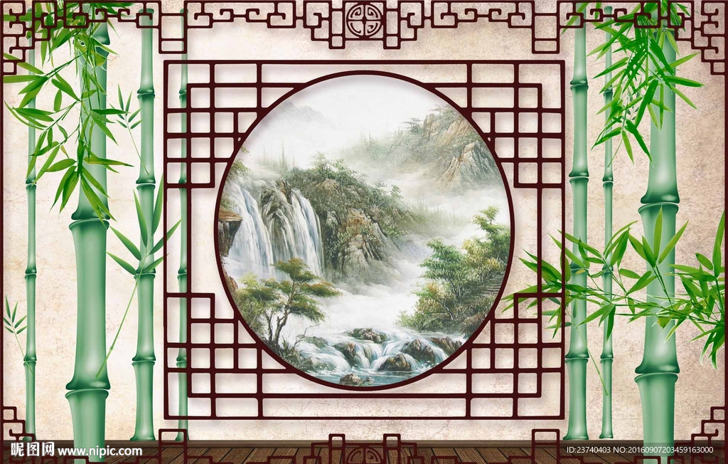 3d背景 中式竹子