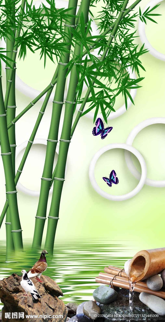 3d玄关背景墙 竹子