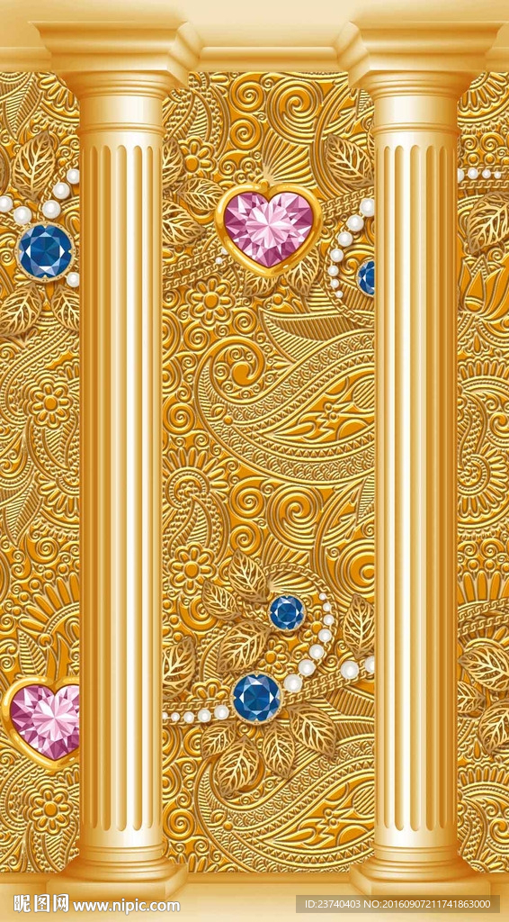 金色竹子玄关背景墙