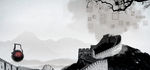 中式古建筑水墨背景