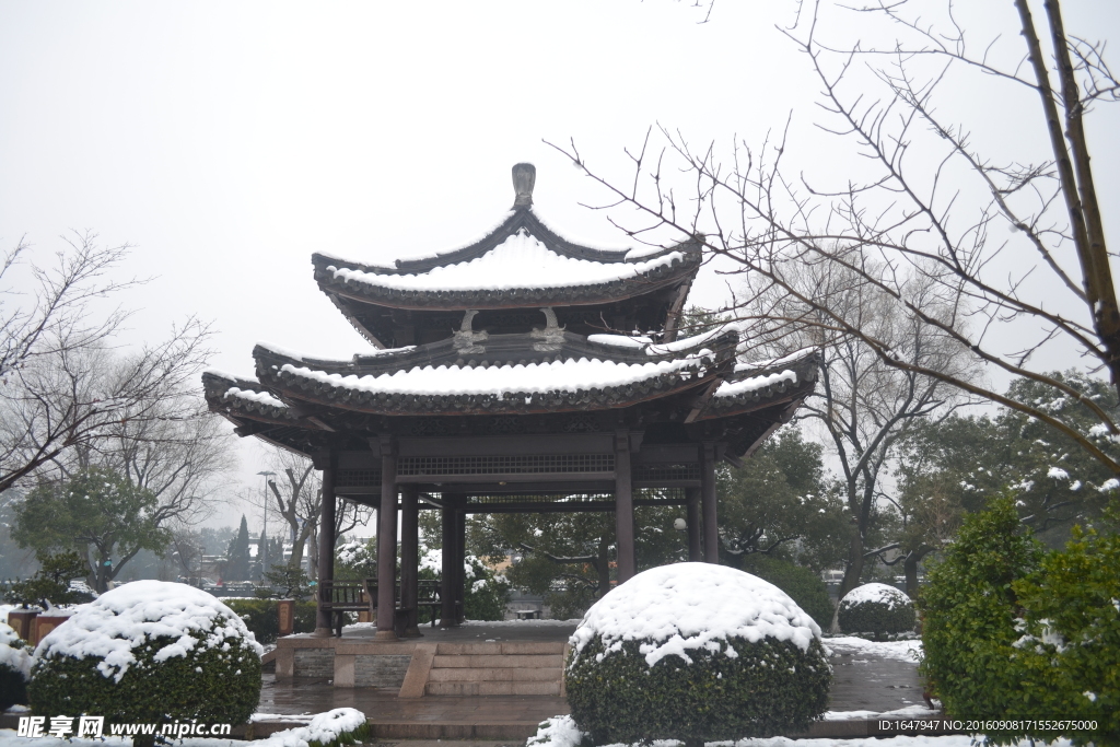 月湖雪景