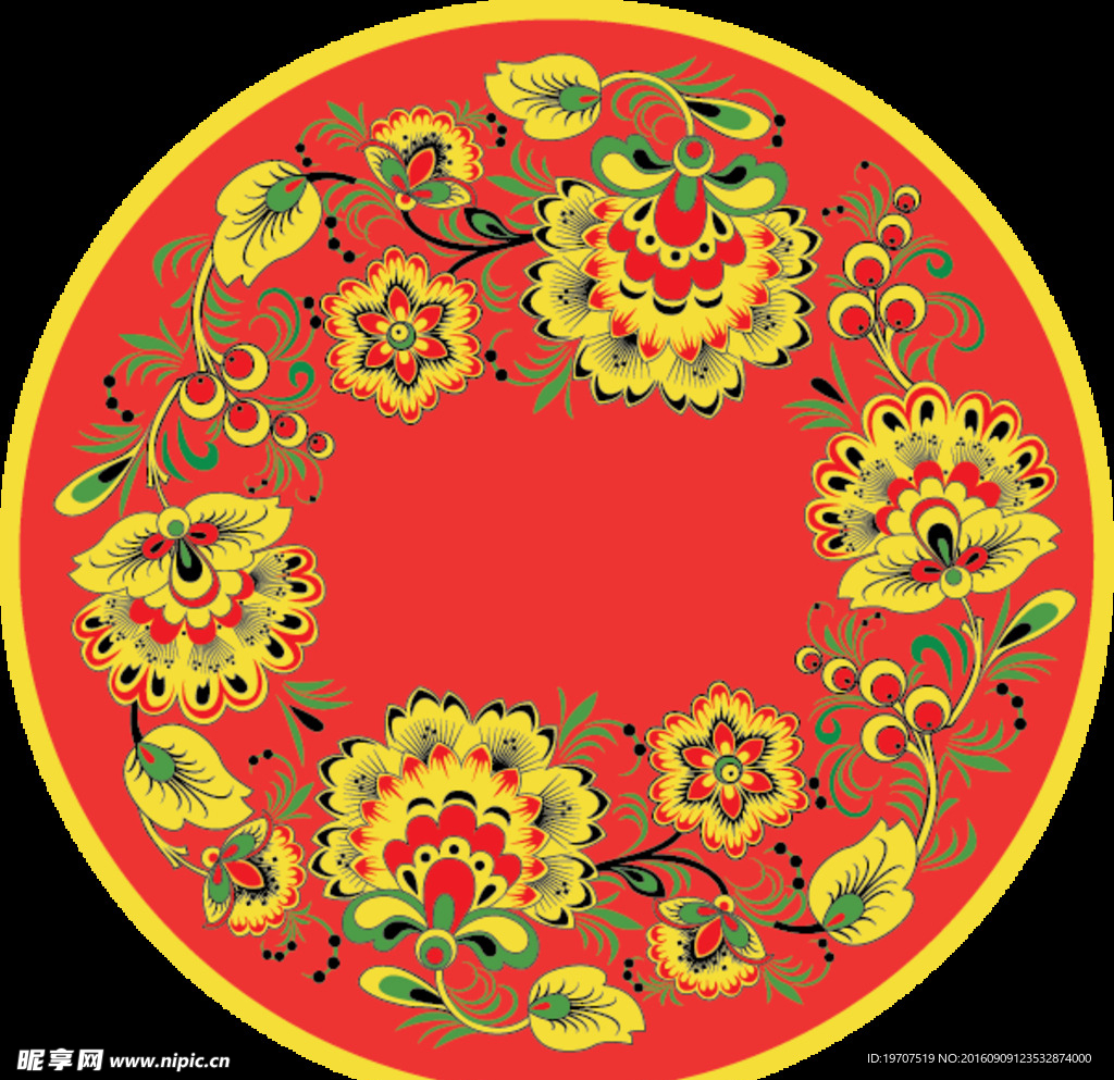 矢量花藤蔓圆形图案