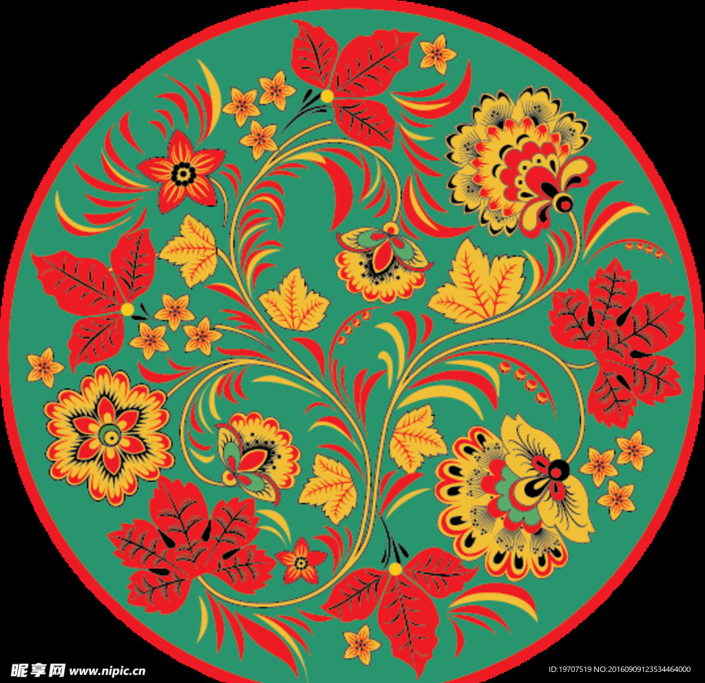 矢量花草藤蔓图案