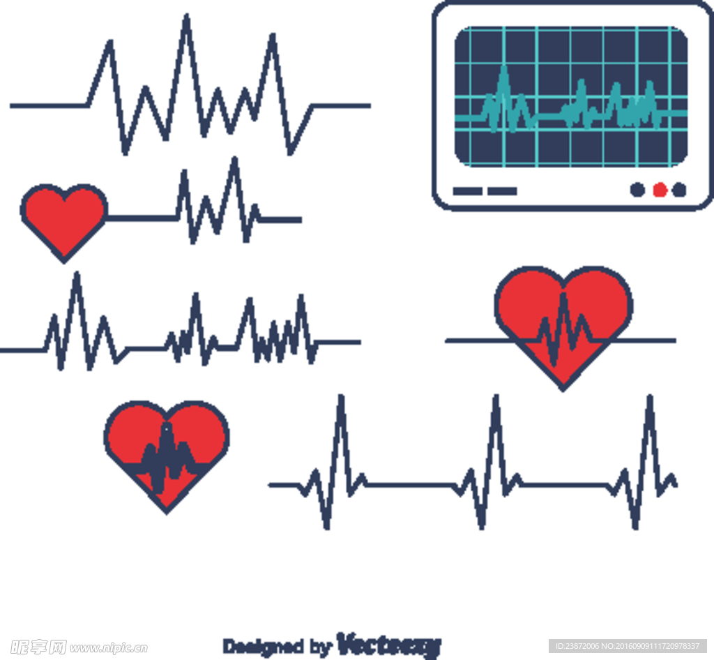 心跳脉搏机器医疗扁平图标
