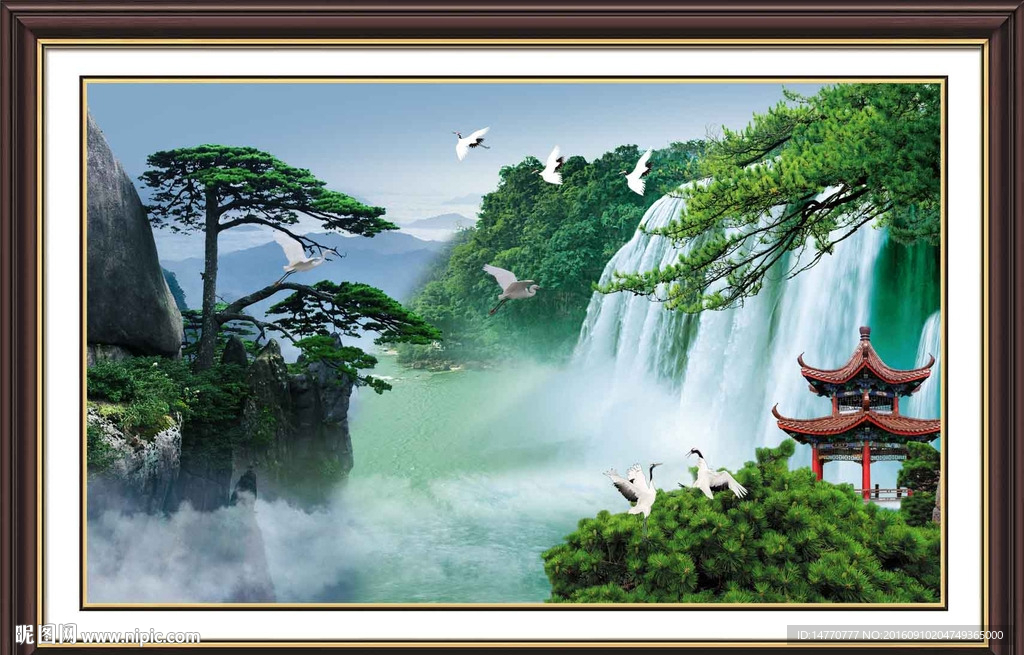 山水风景迎客松