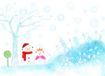 唯美雪人梦幻背景底纹