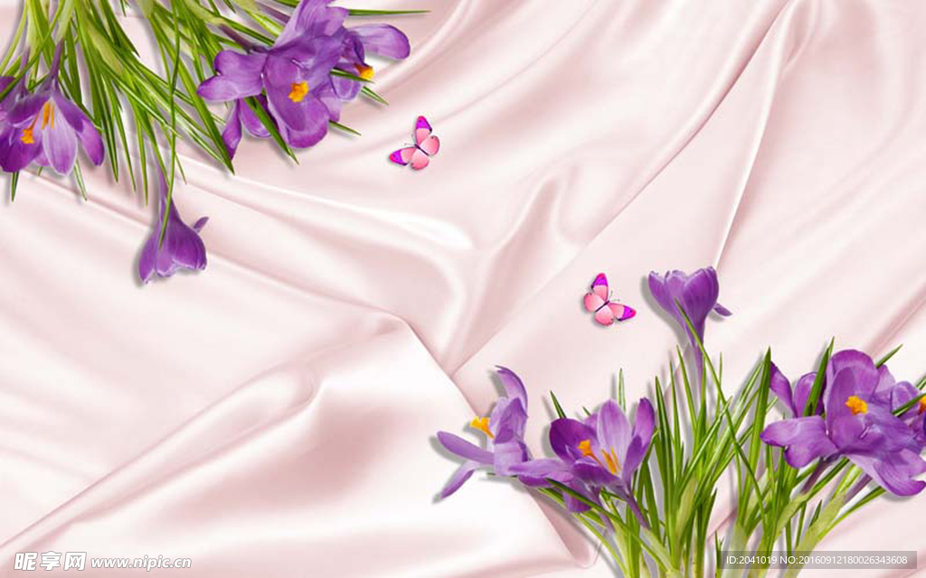 3D立体紫色鲜花