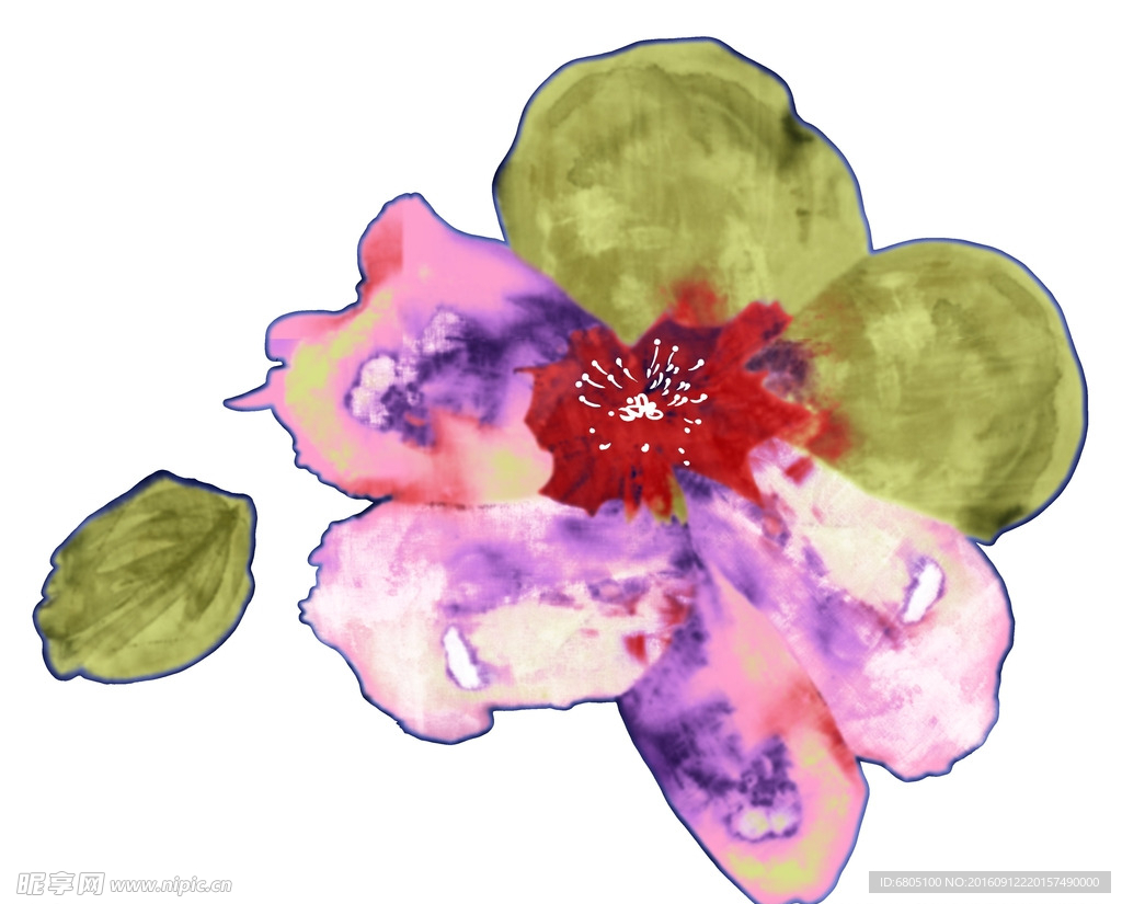 浪漫唯美水彩花朵素材
