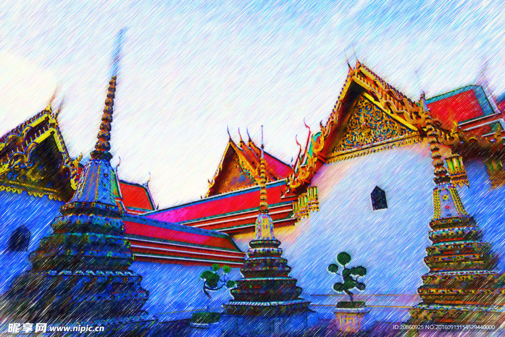 建筑油画