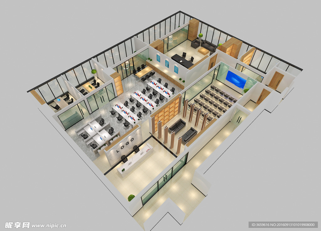 办公室 鸟瞰效果图