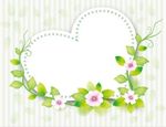 插画枝条花朵装饰的心形边框