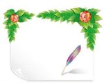 淡雅羽毛角花绿叶边框
